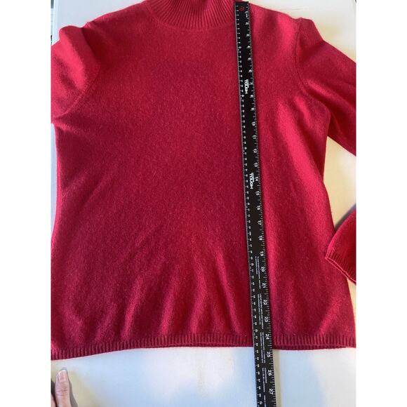 100% Cashmere Sweater Womens Large Red Pullover Turtleneck Career Church Office - Picture 5 of 6